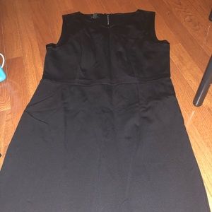 Leather-trim stretch sheath dress. Talbots.